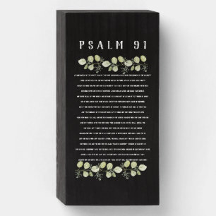 Psalm 91 Soft Green Eucalyptus Leaves Black  Wooden Box Sign