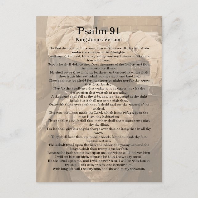 Psalm 91, Soldier. God's Protection Postcard (Front)