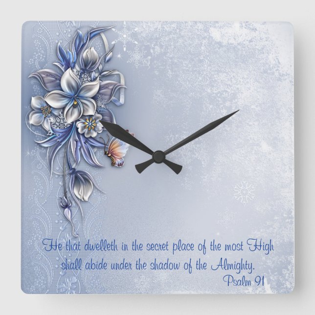 Psalm 91@  Square Square Wall Clock (Front)