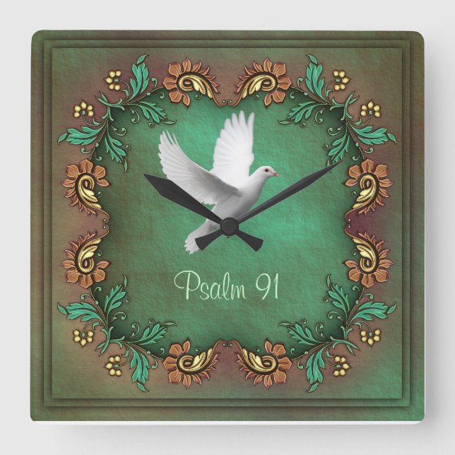 Psalm 91  Square Square Wall Clock (Front)