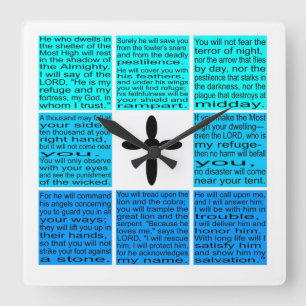 Psalm 91 Square Wall Clock