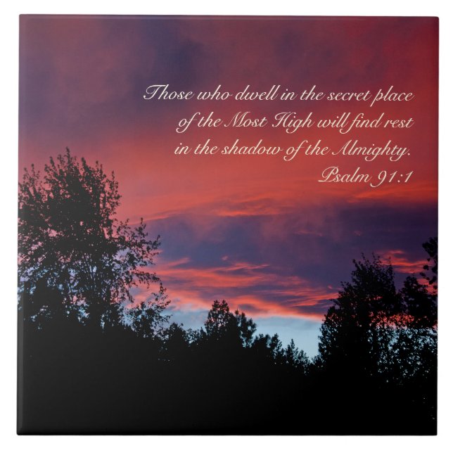 Psalm 91 Those who dwell in the secret place, Ceramic Tile (Front)