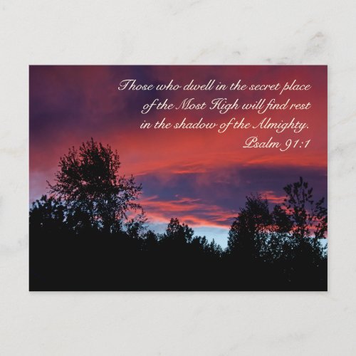 Psalm 91 Those who dwell in the secret place Postcard