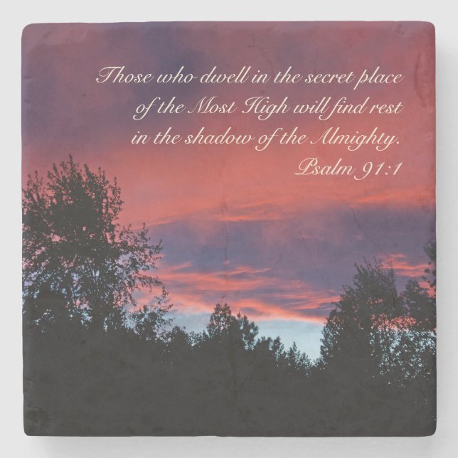 Psalm 91 Those who dwell in the secret place, Stone Coaster (Front)