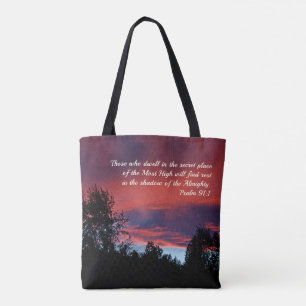 Psalm 91 Those who dwell in the secret place, Tote Bag