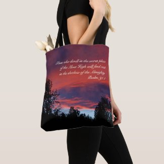 Psalm 91 Those who dwell in the secret place, Tote Bag