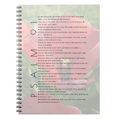 Psalm 91 Tulips Typography Christian Floral  Notebook
