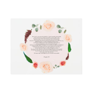 Psalm 91 Twig Flower Border Metal Wall Art