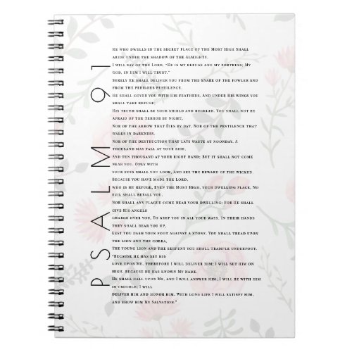Psalm 91 Typography Christian Floral Journal