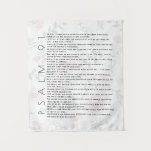 Psalm 91 Typography Christian Floral Tapestry