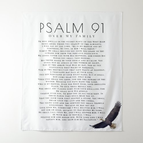 Psalm 91 Verse Over My Family Christian Eagle Tapestry