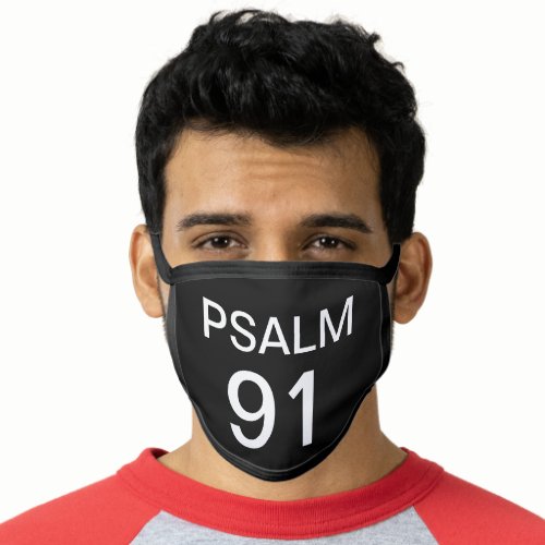 Psalm 91 Verse Typography Black Bible Scripture Face Mask