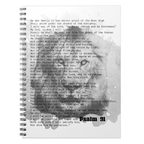 Psalm 91 Vintage Water Color Lion Face Journal