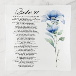 Psalm 91 Watercolor Blue Flower Bible Scriptures Trinket Tray