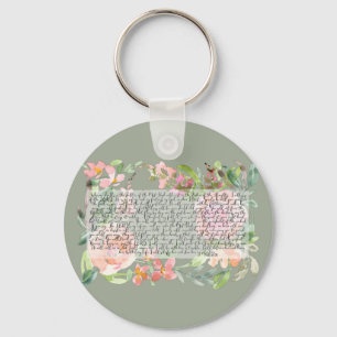 Psalm 91 watercolor scripture art keychain