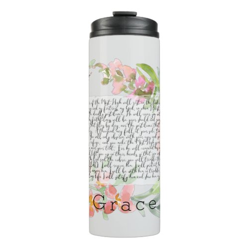 Psalm 91 watercolor scripture art  magnet thermal tumbler