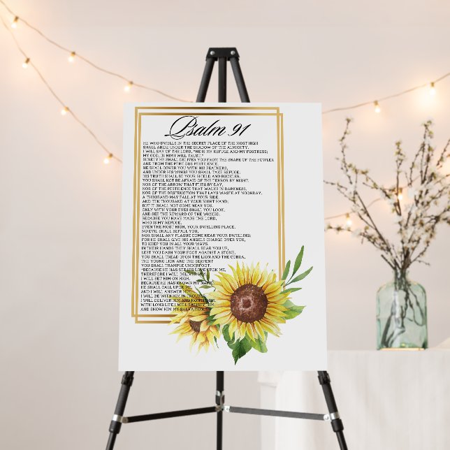 Psalm 91 Watercolor Sunflower Frame Scriptures Foam Board (In Situ (Stand))