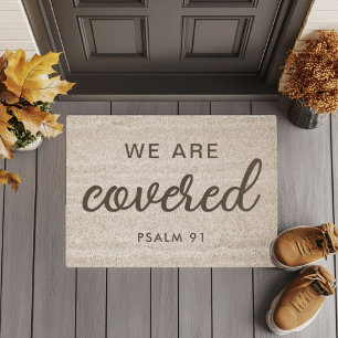 Psalm 91 We Are Covered Fiber Doormat