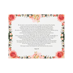 Psalm 91 with Flower Borders Metal Wall Art