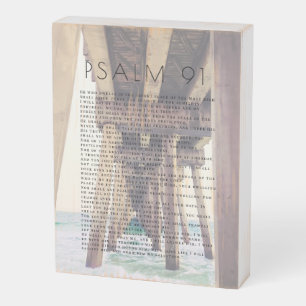 Psalm 91 Wooden Pier Ocean Waves Bible Verse Box Sign