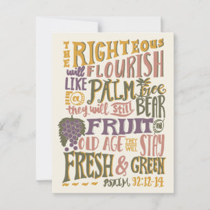 Psalm 92:12-14 Vintage Grandmother Hand Lettering Postcard