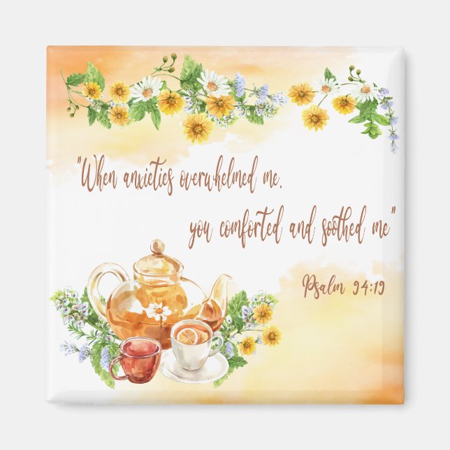 Psalm 94:19 Jehovah comforted me Throw Pillow Magnet (Front)