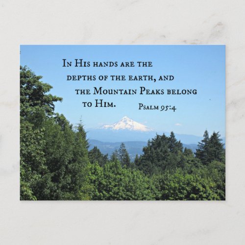 Psalm 954 In His hands are the depths Postcard