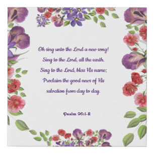 Psalm 96:1-2 faux canvas print