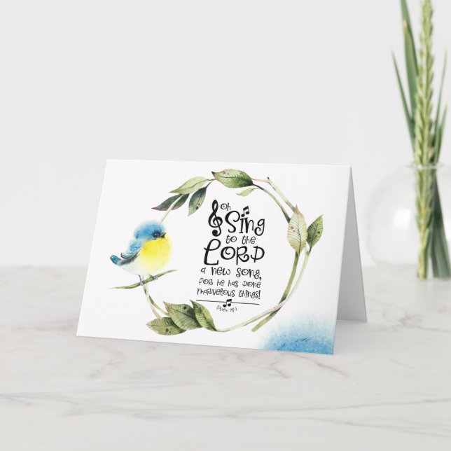 Psalm 98:1 Sing to the Lord a New Song Bible Verse Card (Front)