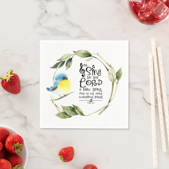 Psalm 98:1 Sing to the Lord a New Song Bible Verse Napkins (Insitu)