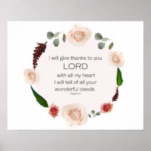 Psalm 9:1, Bible Verse  Poster