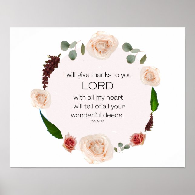 Psalm 9:1, Bible Verse  Poster (Front)