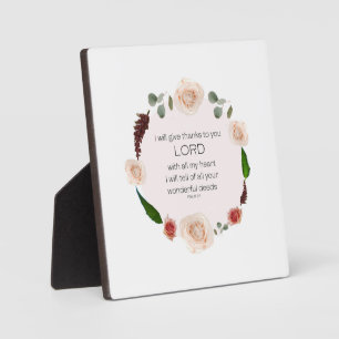 Psalm 9, Will tell All Your Wonderful Deeds Floral Plaque