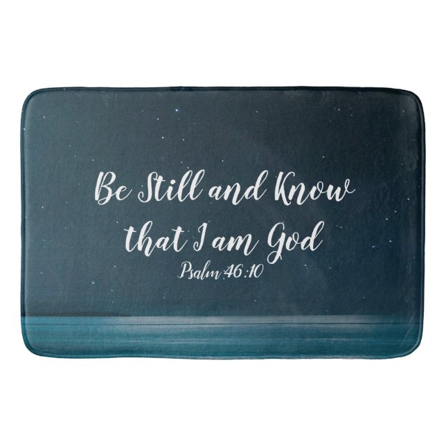 Psalm Be Still and Know that I Am God Night Beach Bath Mat (Front)