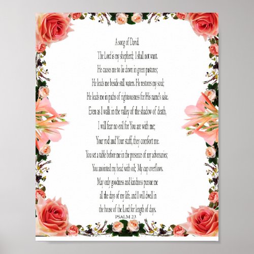 Psalm Floral Border Value Poster Paper Matte