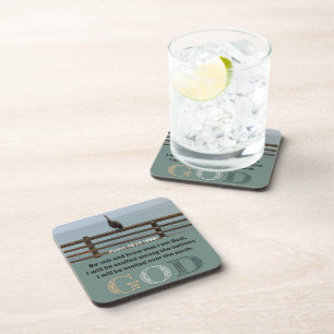 Psalm Message - Psalm 46-10 - Square Beverage Coaster