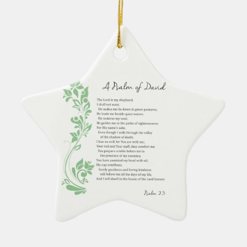 Psalm of David The Lord is my Shepherd Bible Verse Ceramic Ornament