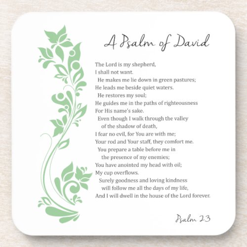 Psalm of David The Lord is my Shepherd Bible Verse Coaster