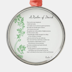 Psalm of David The Lord is my Shepherd Bible Verse Metal Ornament