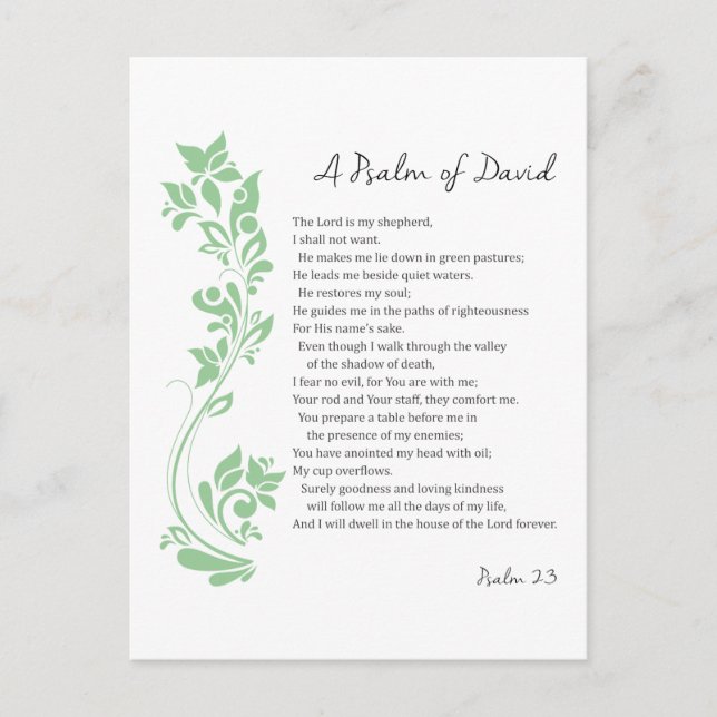 Psalm of David The Lord is my Shepherd Bible Verse Postcard (Front)