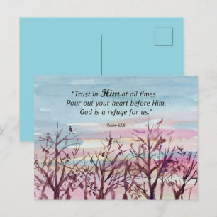 Psalm Prayer Card Religious Sunset Birds Trees