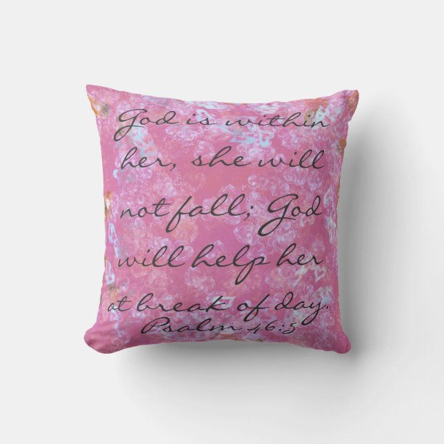 Psalm scripture God is within her throw pillow (Front)