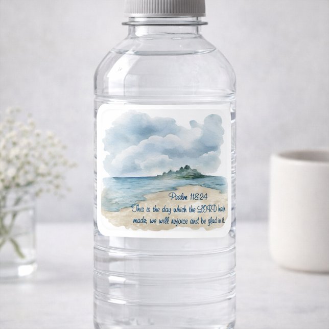 Psalm The Day Cloudy Beach Scene Square Sticker (Creator Uploaded)