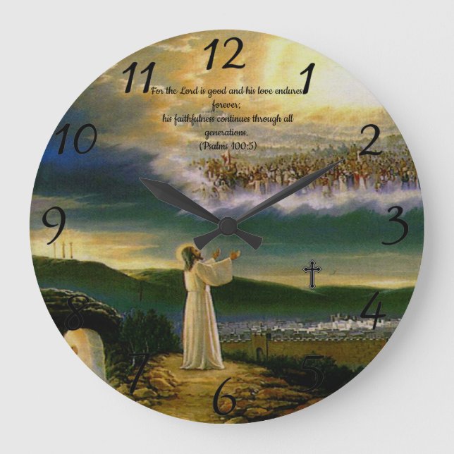 Psalms 100:5 Christian Faith prayer  Large Clock (Front)