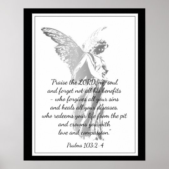 Psalms 103 2 Comforting Healing Bible Quote Angel Poster Zazzle Com