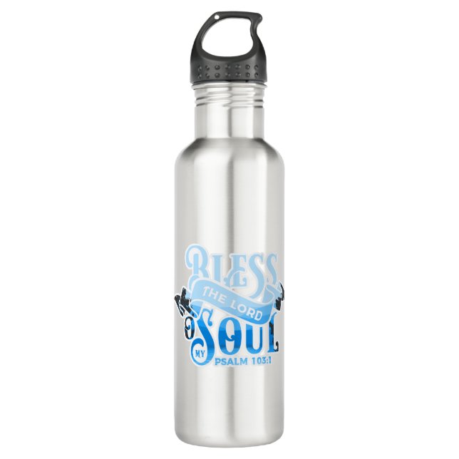 Psalms 103 Christian Design Stainless Steel Water Bottle (Front)