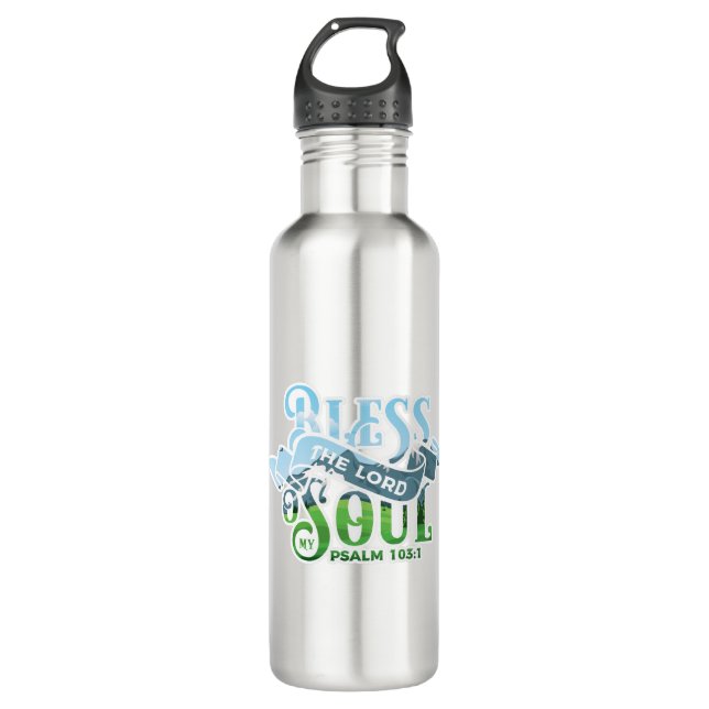 Psalms 103 Christian Design Stainless Steel Water Bottle (Front)