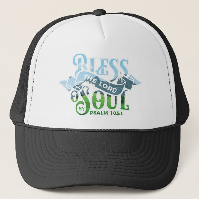 Psalms 103 Christian Design Trucker Hat (Front)
