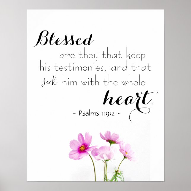 Psalms 119:2 Bible Verse Christian Poster (Front)