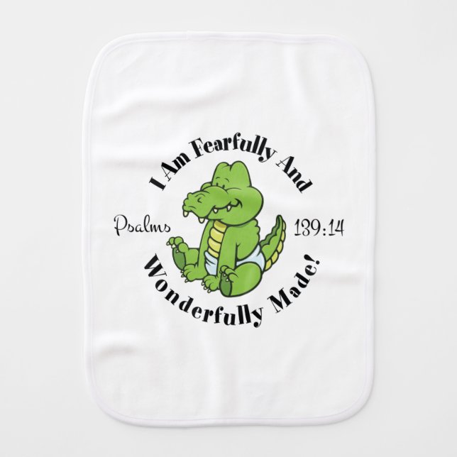 Psalms 139:14 Design Burp Cloth (Front)